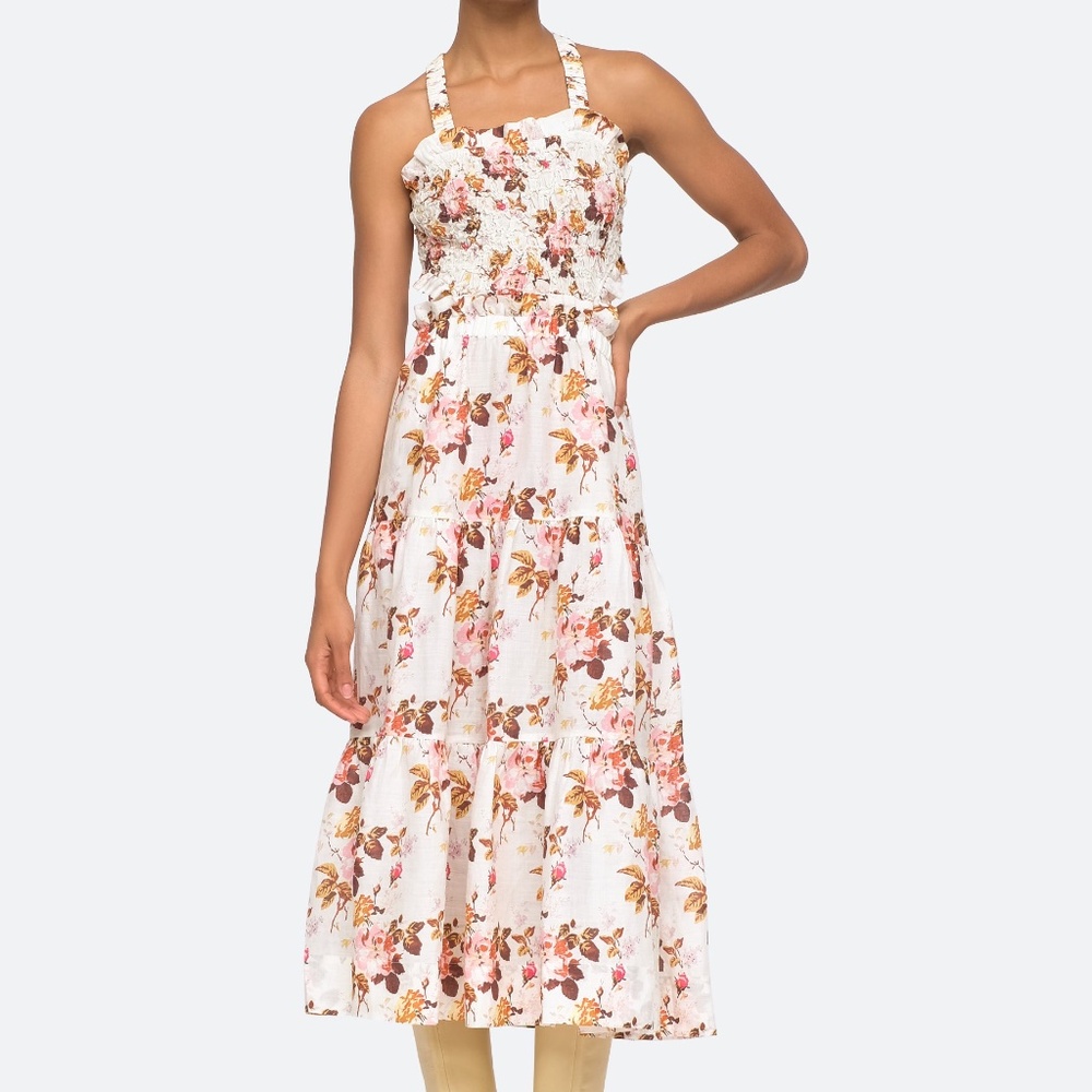 🌷 Sea New York Smocked Apron Dress – Size S